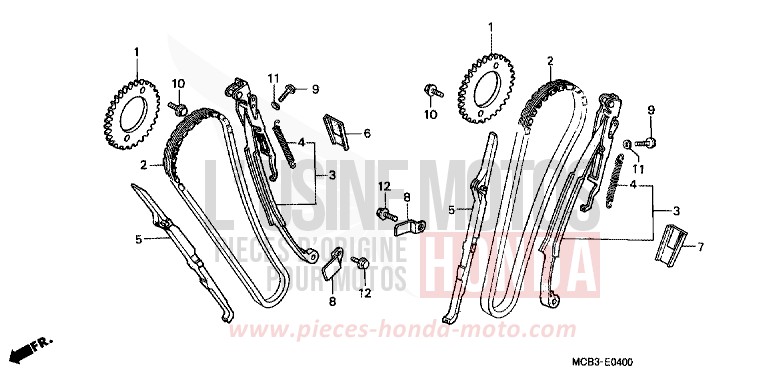 CAM CHAIN/TENSIONER for Transalp 650 CYNOS GRAY METALLIC (NH400) from 2000
